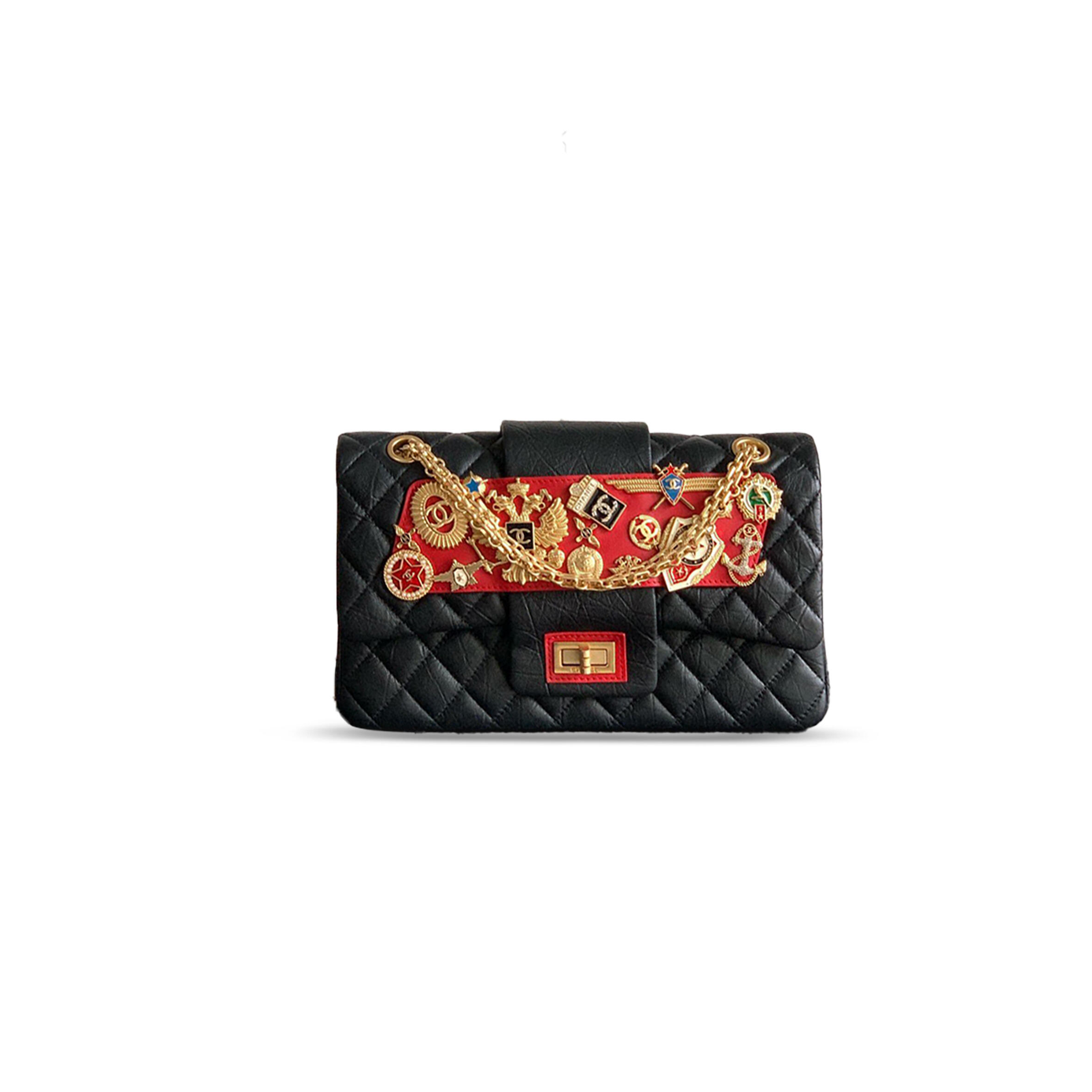 CHANEL MASTER BLACK QUILTED ROMANOV CHARMS 2.55 DOUBLE FLAP BAG 365471 (25.5*16*7.5cm)